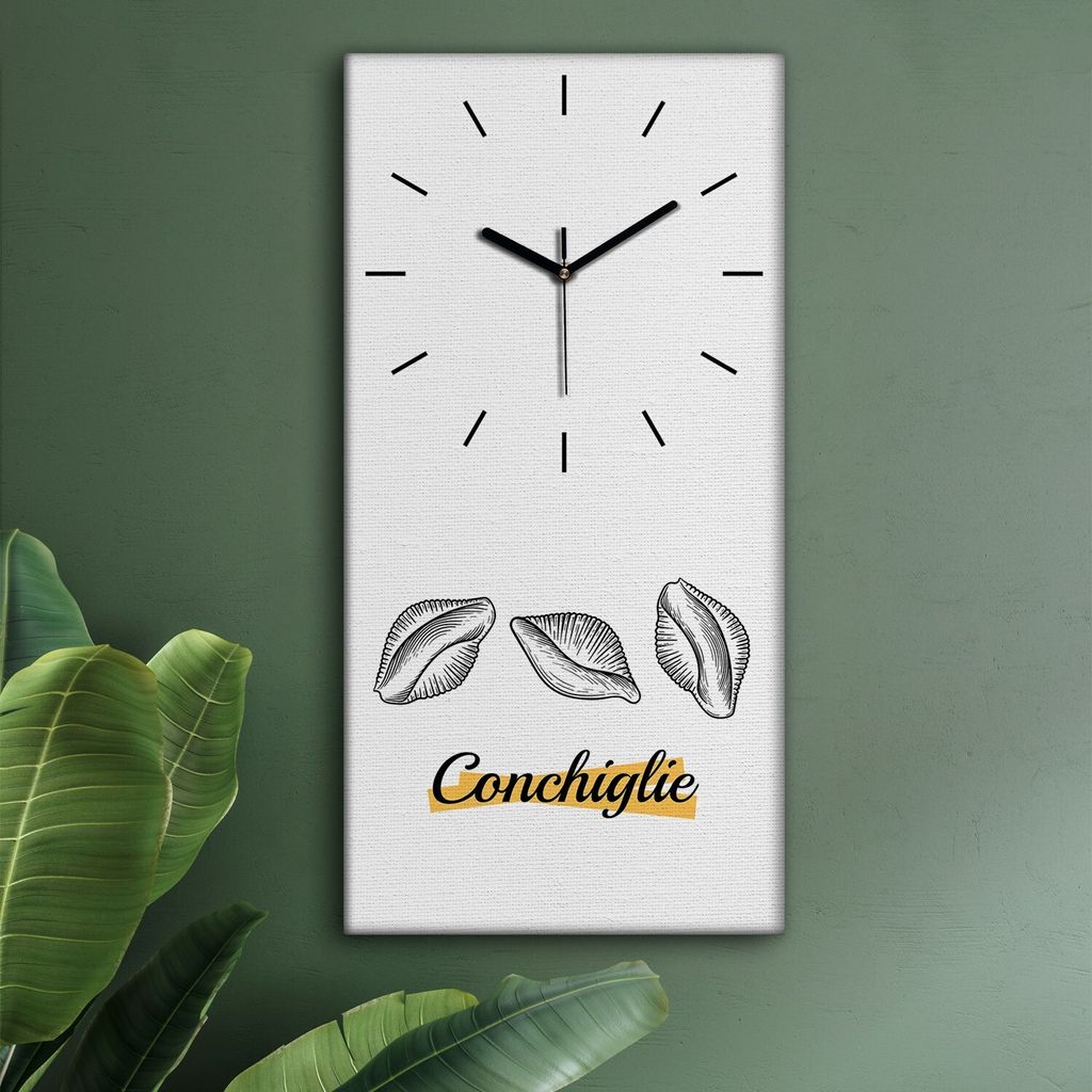 Wohnzimmer Leinwand Uhr Geräuschlos Küche 30x60 Italienische, Nudel, Pasta, Motive, schwarze Zeiger