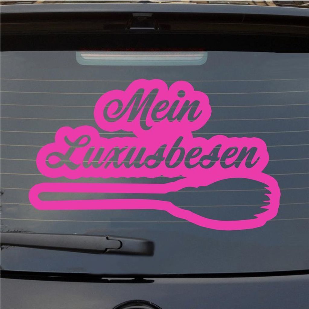 Heckscheibenaufkleber Mein Luxusbesen Hexe Witch 55x33 cm Pink Auto Aufkleber Sticker