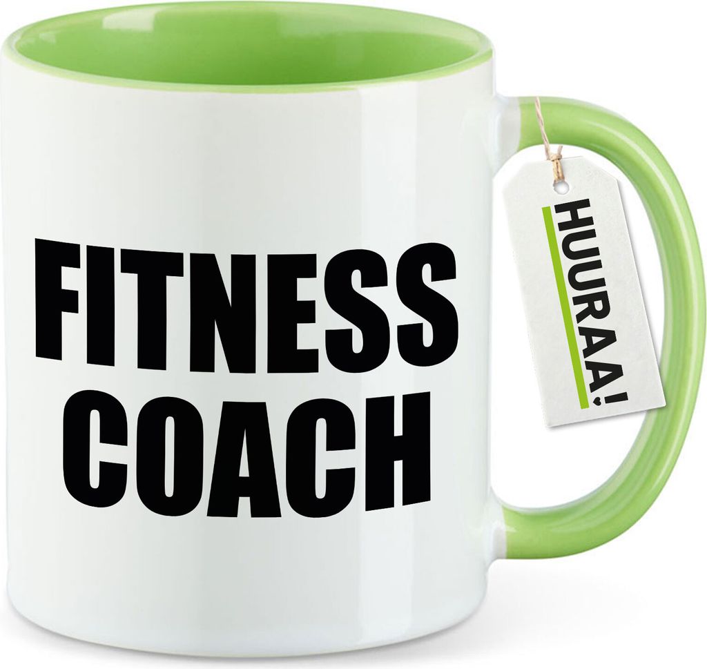 Huuraa Kaffeetasse Fitness Coach Training 330ml Grün Keramik Kaffeebecher Geschenkidee