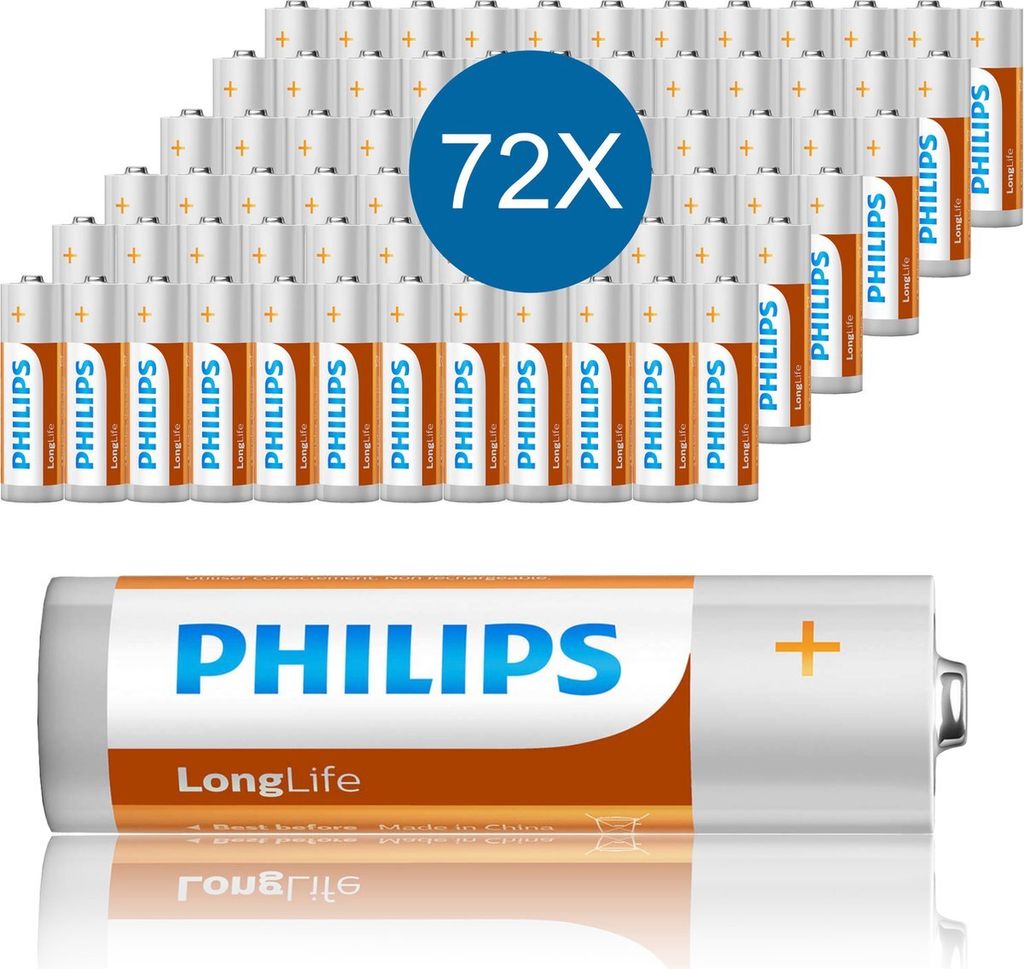Philips AA Batterien R6 72 Stück (6 Blister à 12 Stück) - Vorteilspackung 1.5V Batterien