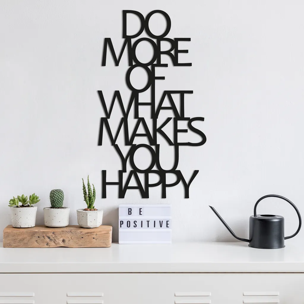 Tableau Mural Métal Noir Wallity Design Moderne Typographique 41 x 70 cm