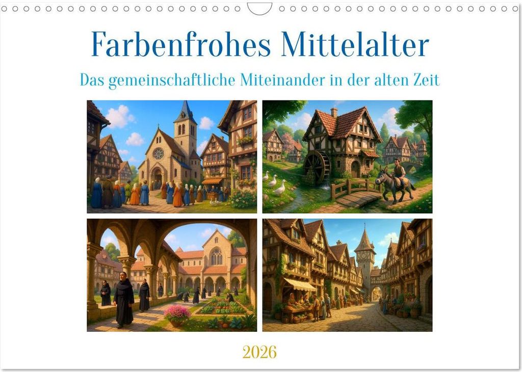 Farbenfrohes Mittelalter (Wandkalender 2026 DIN A3 quer), CALVENDO Monatskalender