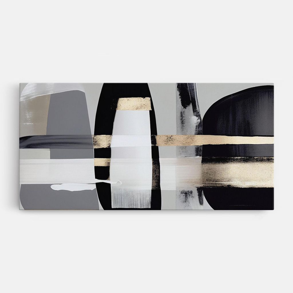 ARTHUB Leinwandbild 60x120 cm, Abstract Gold Painting With Black | Wohnzimmerdekoration, Hängende Bilder, Wanddekoration, Heimdekoration, Abstra...