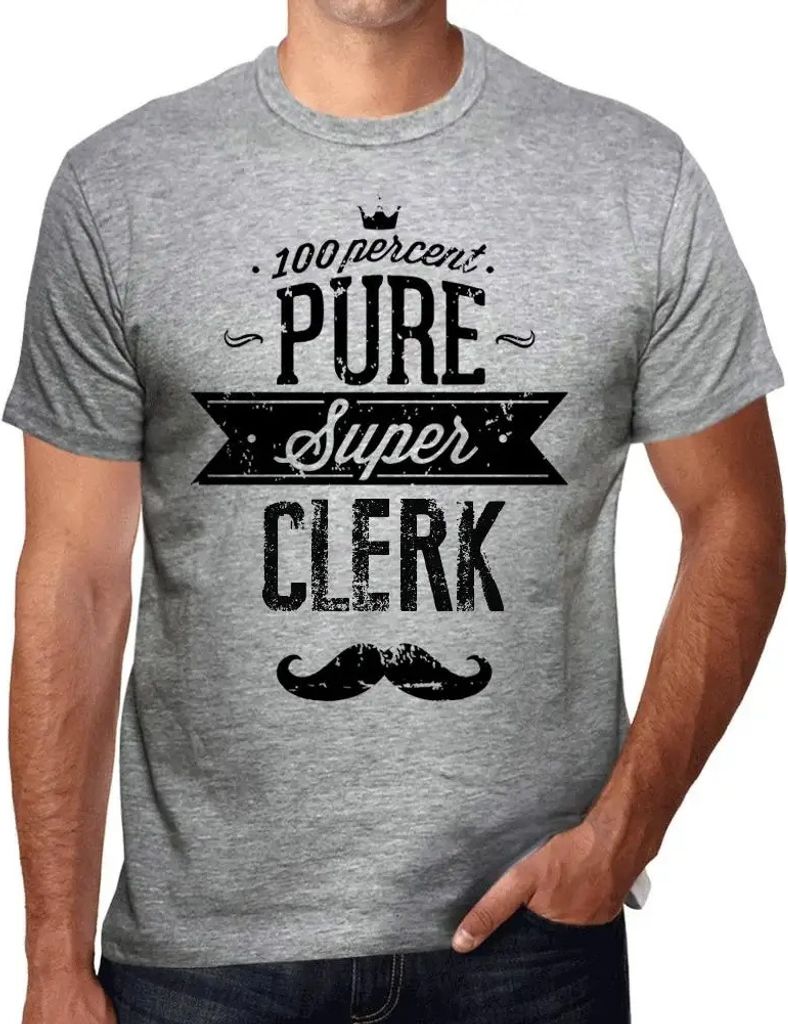 Herren Grafik T-Shirt 100% reiner Supersekretär – 100% Pure Super Clerk – Öko-Verantwortlich Vintage Jahrgang Kurzarm Lustige Druck Geburtstag