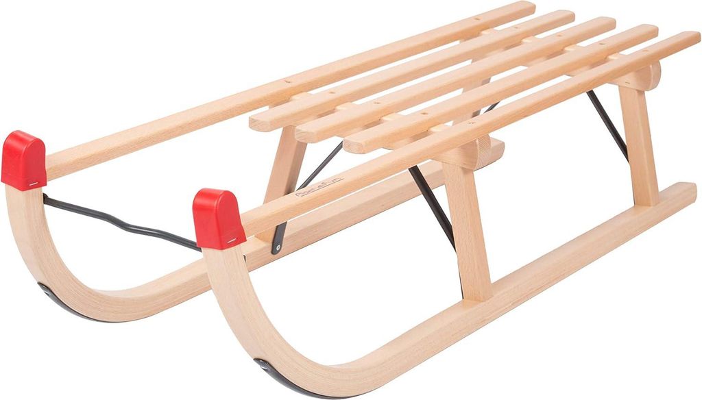 Holzschlitten mit Metallstange für optimales Fahrvergnügen