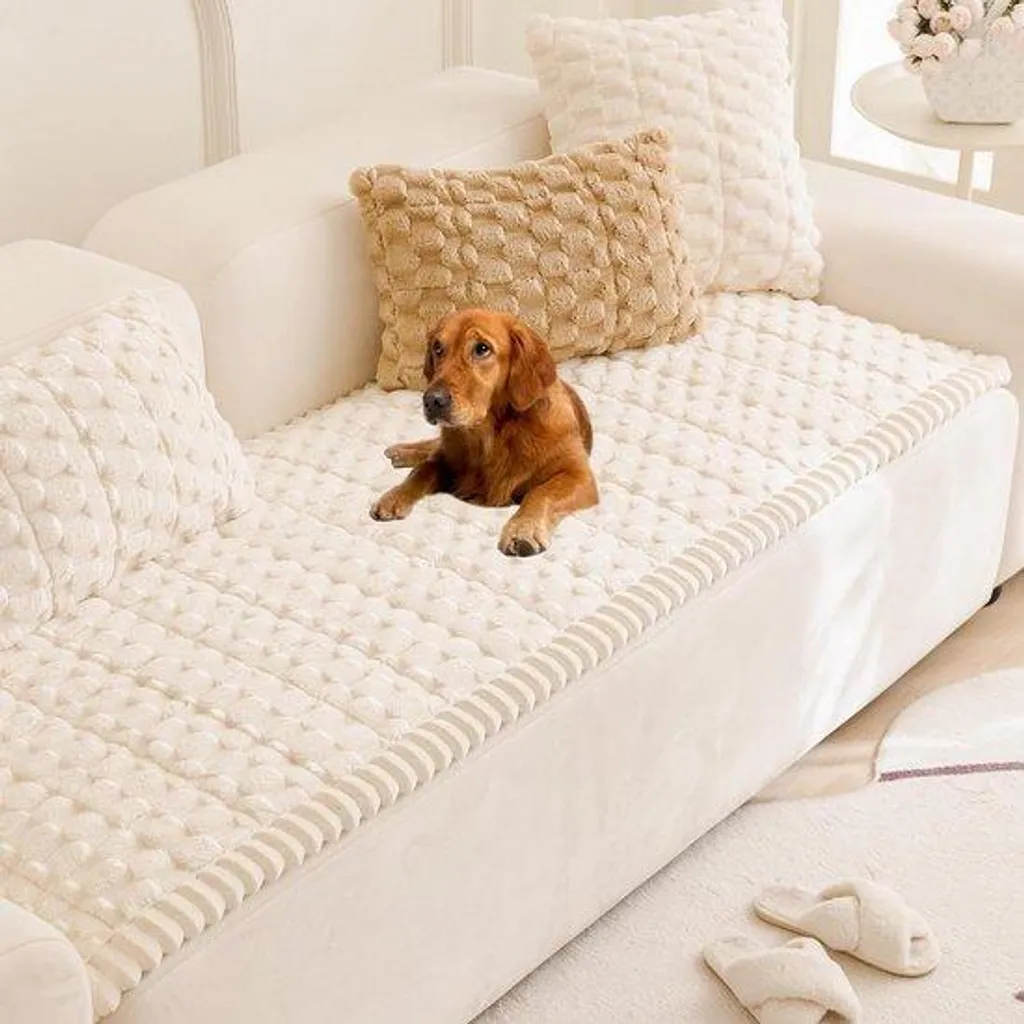 Coussin pour chien en peluche antidérapant avec housse lavable grise
