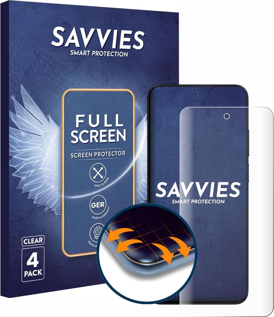 4x Savvies Fullscreen Schutzfolie für iiiF150 Action 15 Displayschutz Folie Fullcover Klar Transparent