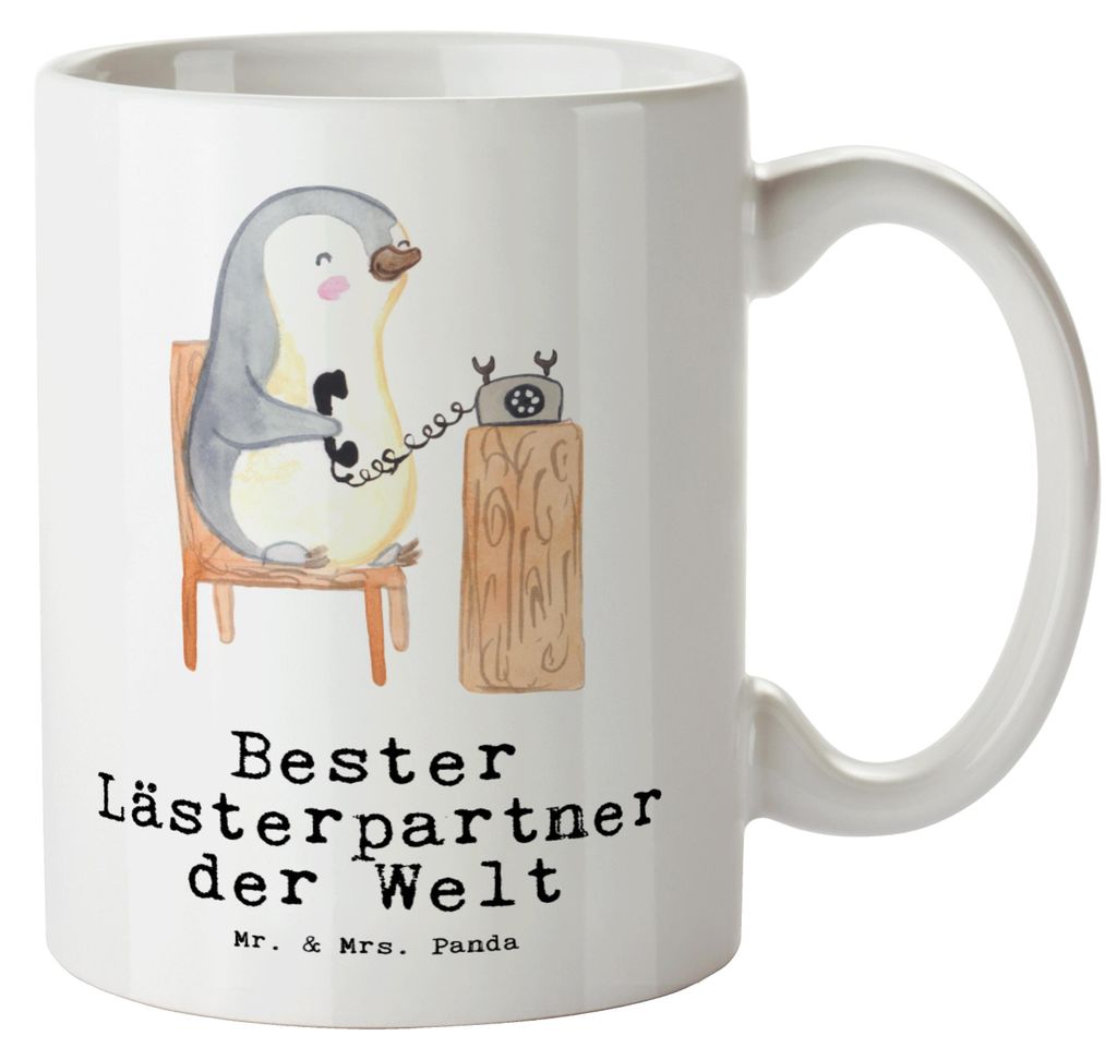 Mr. & Mrs. Panda Pott Pinguin Bester Lästerpartner der Welt - Weiß - Geschenk, Lästern, jumbotasse, Große Tasse, Beste Freundin, Geschenkidee, ...
