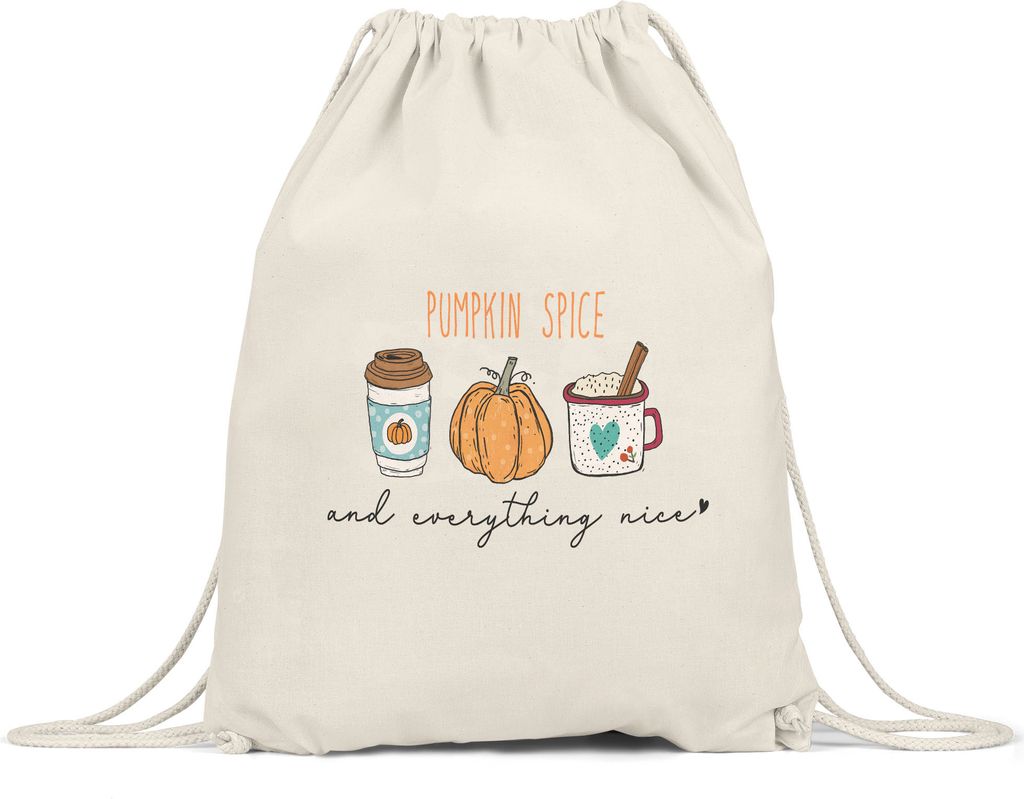 Pumpkin Spice And Everything Nice Turnbeutel Gymsack Kürbissuppe Kürbis Laubblätter Herbstblätter Herbstzeit Erntezeit