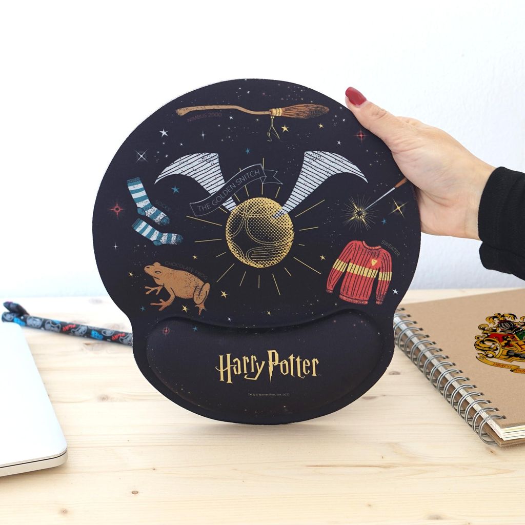 Ergonomisches Harry-Potter-Mauspad mit Motiven wie dem Goldenen Schnatz, Nimbus 2000 und mehr – Harry-Potter-Geschenke, Gel-Mauspad mit rutschfes...