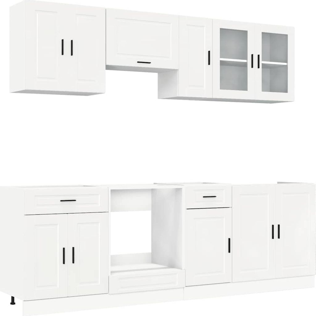 8-tlg. Küchenschrank-Set Kalmar Hochglanz-Weiß Holzwerkstoff