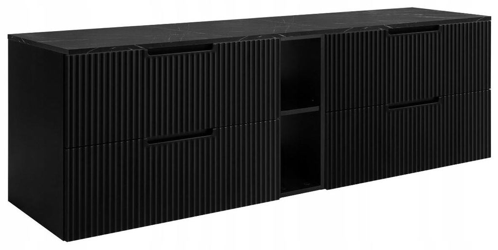 RODAN | Meuble sous vasque 140 cm - Noir - Niche noire - Image du produit 