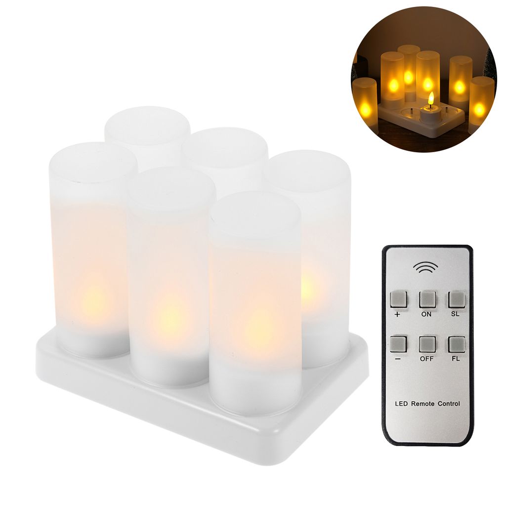 Fernbedienung  flackernde Kerze flammenlos 6er Set LED Kerzen mit Ladestation