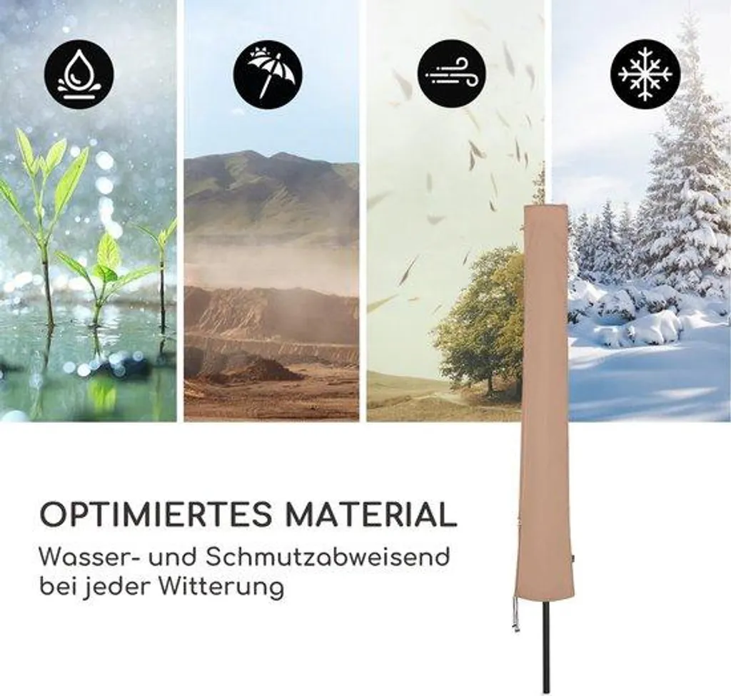 Housse de parasol marron pour hivernage extérieur - Protection pluie et UV