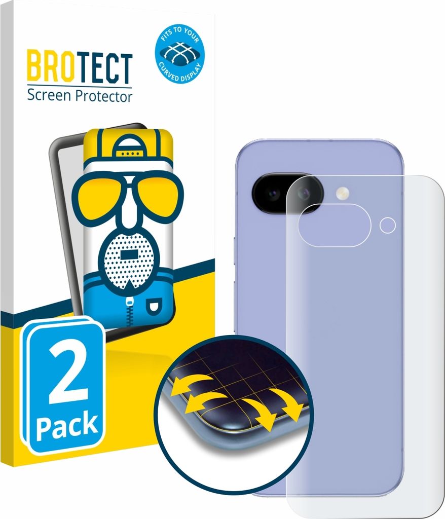 2x BROTECT Fullscreen Schutzfolie für Google Pixel 9a (Rückseite) Displayschutz Folie Fullcover Matt Entspiegelungsfolie