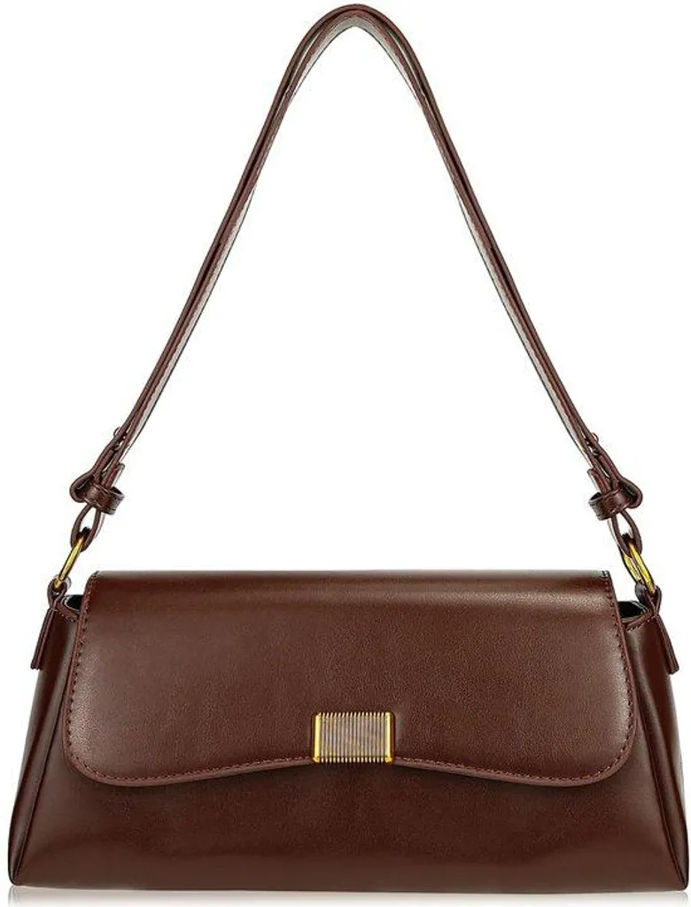 Petit sac à bandoulière en cuir PU marron foncé avec sangle ajustable
