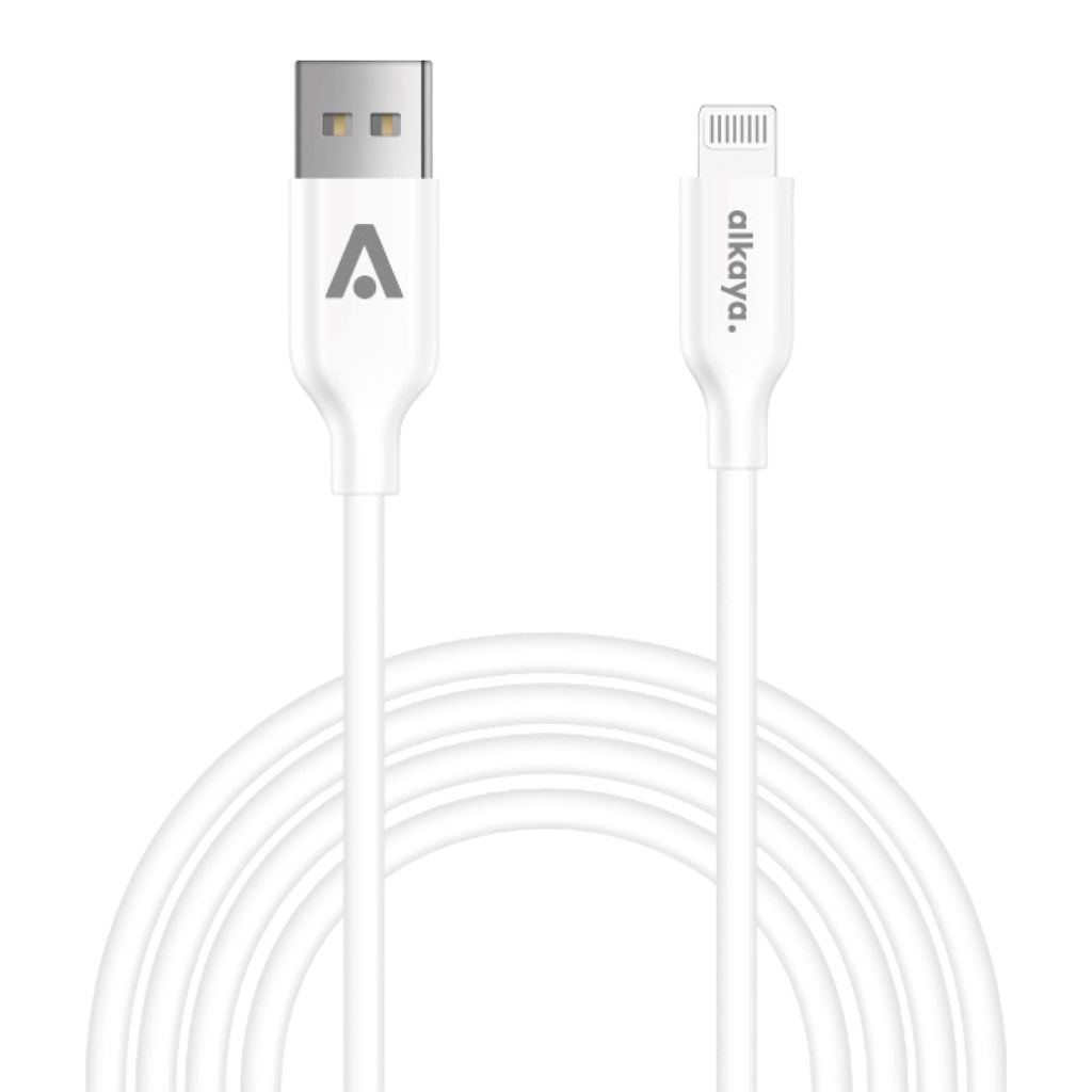 alkaya. iPhone 11, 12, 13, 14 Ladekabel USB-A Lightning, Datenkabel Silikon weiss - 1m/12W