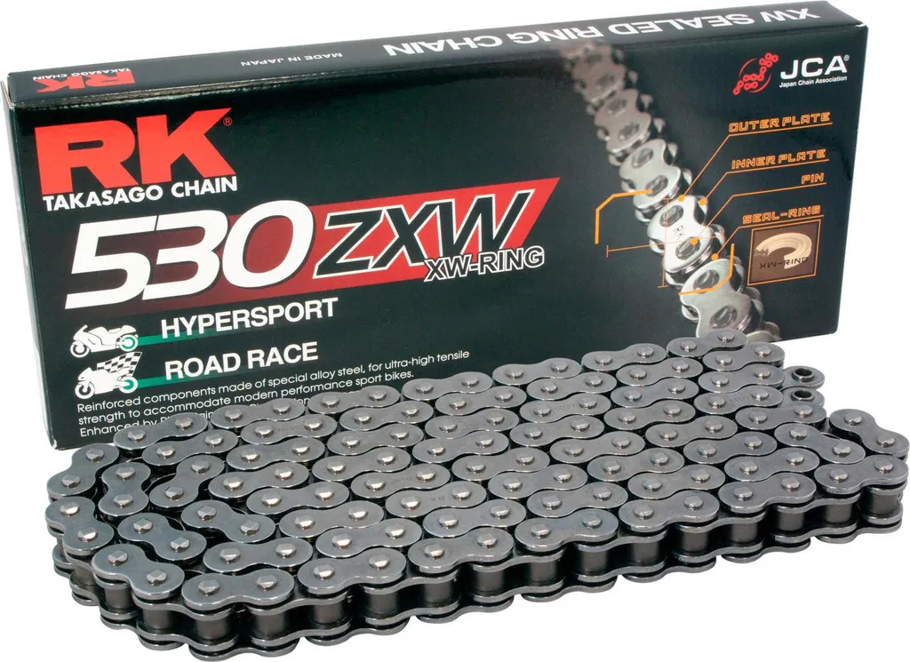 Chaîne RK 530ZXW 116 maillons idéale pour motos sportives et route