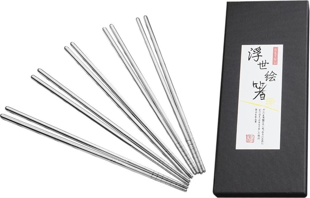 Set klassischer Sushi-Essstäbchen aus Edelstahl