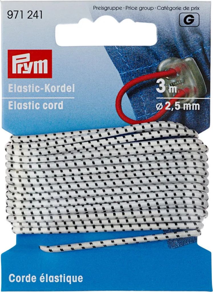 Prym Elastic-Kordel 2,5 mm weiß/schwarz