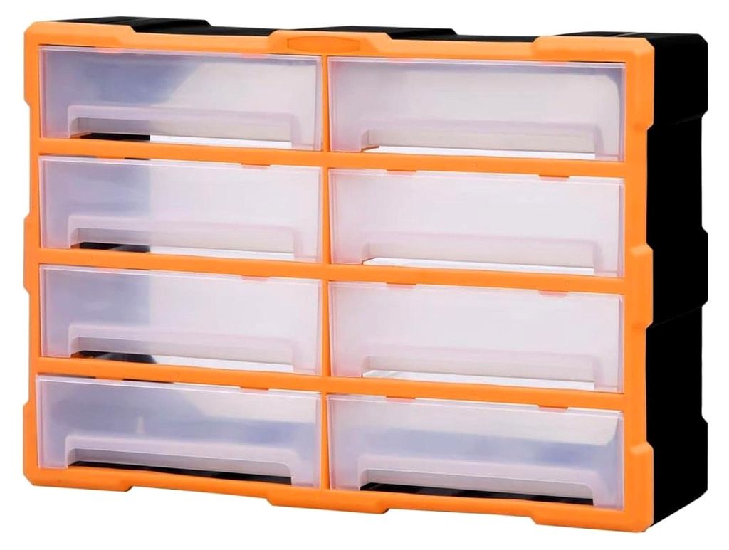 Multi Schubladen Organizer 8 große Schubladen Kleinteilemagazin Sortierkasten Sortierbox Sortimentskasten Sortimentsbox 52x16x37cm