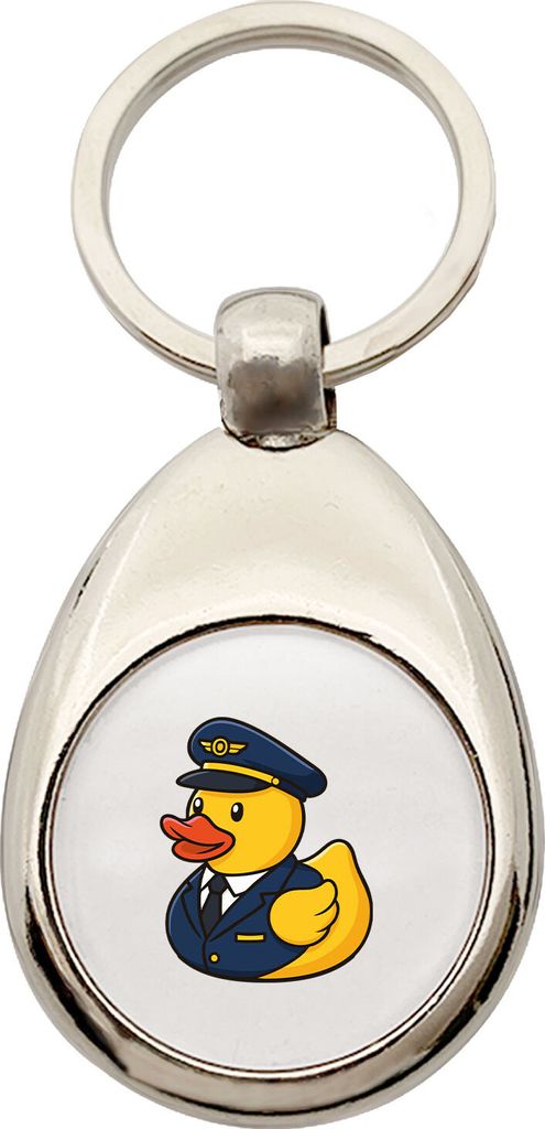 Huuraa Schlüsselanhänger Quietscheente Pilot Gummiente Flugkapitän Geschenk Metall Einkaufswagenchip Quietscheente Pilot Geschenkidee