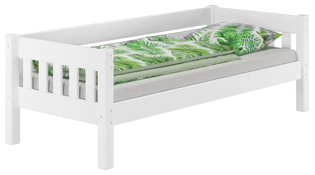 Weißes Couchbett Einzelbett 90x200 Massivholzbett Sofabett Produktbild 