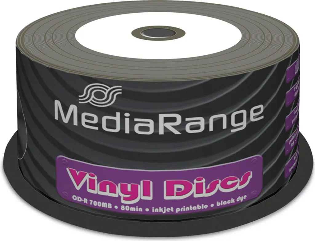 CD-R MediaRange 700MB Pack 50 Disques Noirs Vinyle pour Sauvegarde Sûre