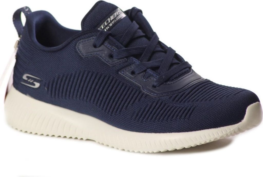 A single blue Skechers Bobs Squad training shoe is shown against a white background.