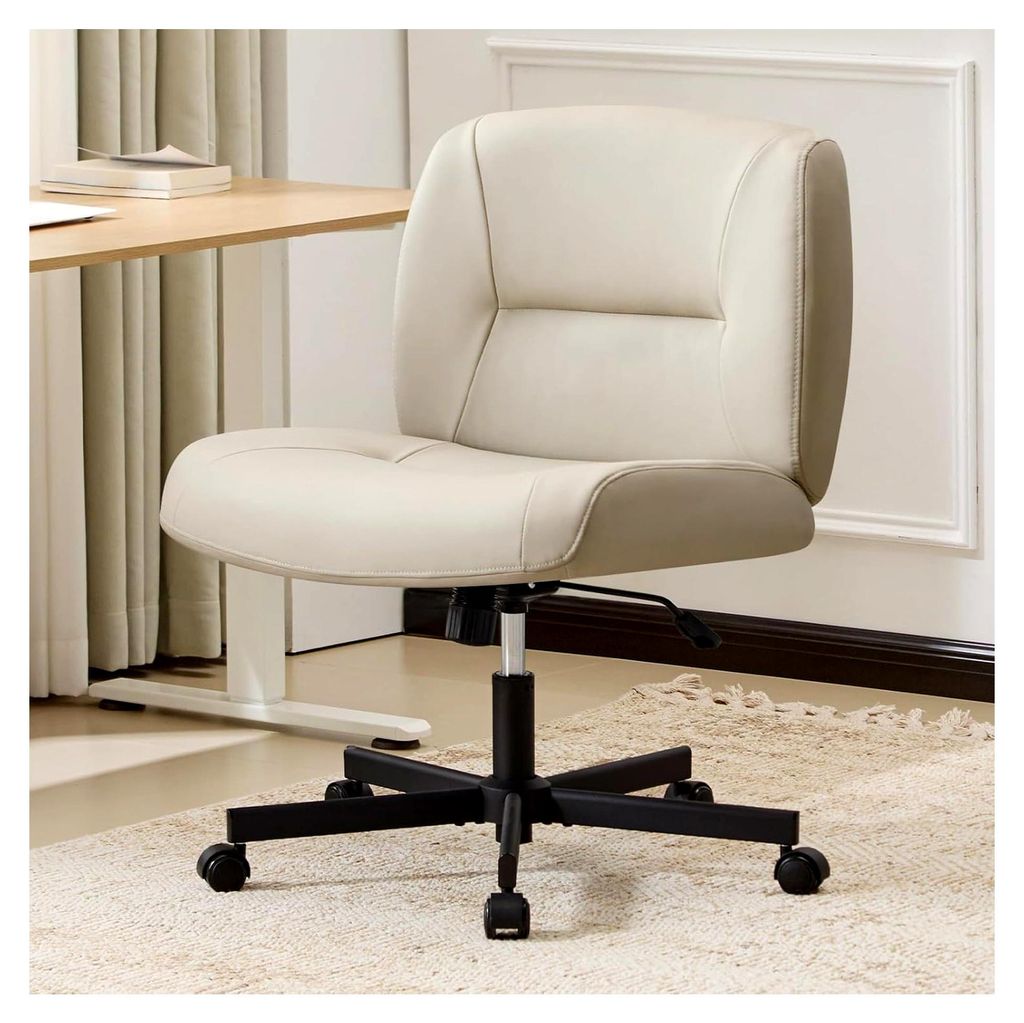 Bürostuhl für Homeoffice, höhenverstellbarer Drehstuhl aus PU, ergonomischer Stuhl mit breitem Sitzkissen, grau