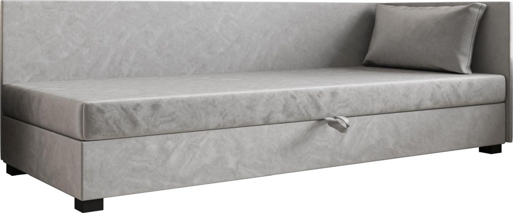 AURA SOFA Boxspringbett ROLAND PLUS 120x195 Komplett-Set mit Bonell Matratze, Polsterbett mit Bettkästen - Grau, MONOLITH 84