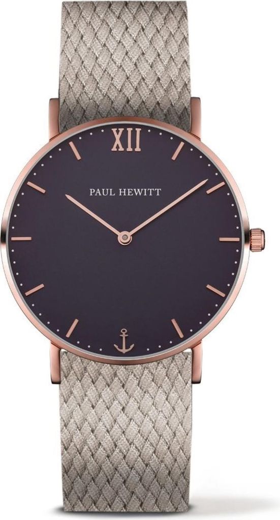 Paul Hewitt Klassische Quarz Uhr 39mm Silber Edelstahl Graphit Textilarmband Mineralglas