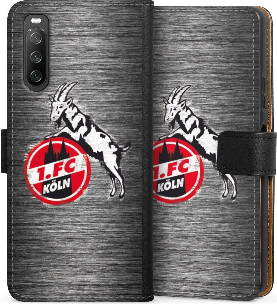 DeinDesign Klapphülle für Sony Xperia 10 IV Handytasche Lederhülle Tasche 1. FC Köln Metallic Look Offizielles Lizenzprodukt