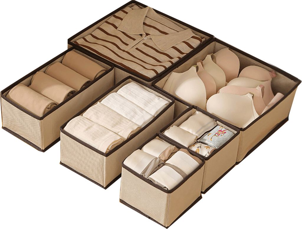 6-teiliges faltbares Aufbewahrungsbox-Set mit Reißverschluss, doppellagige Nähte, Aufbewahrungsbox für Kleidung, Unterwäsche, Schubladen-Organi...