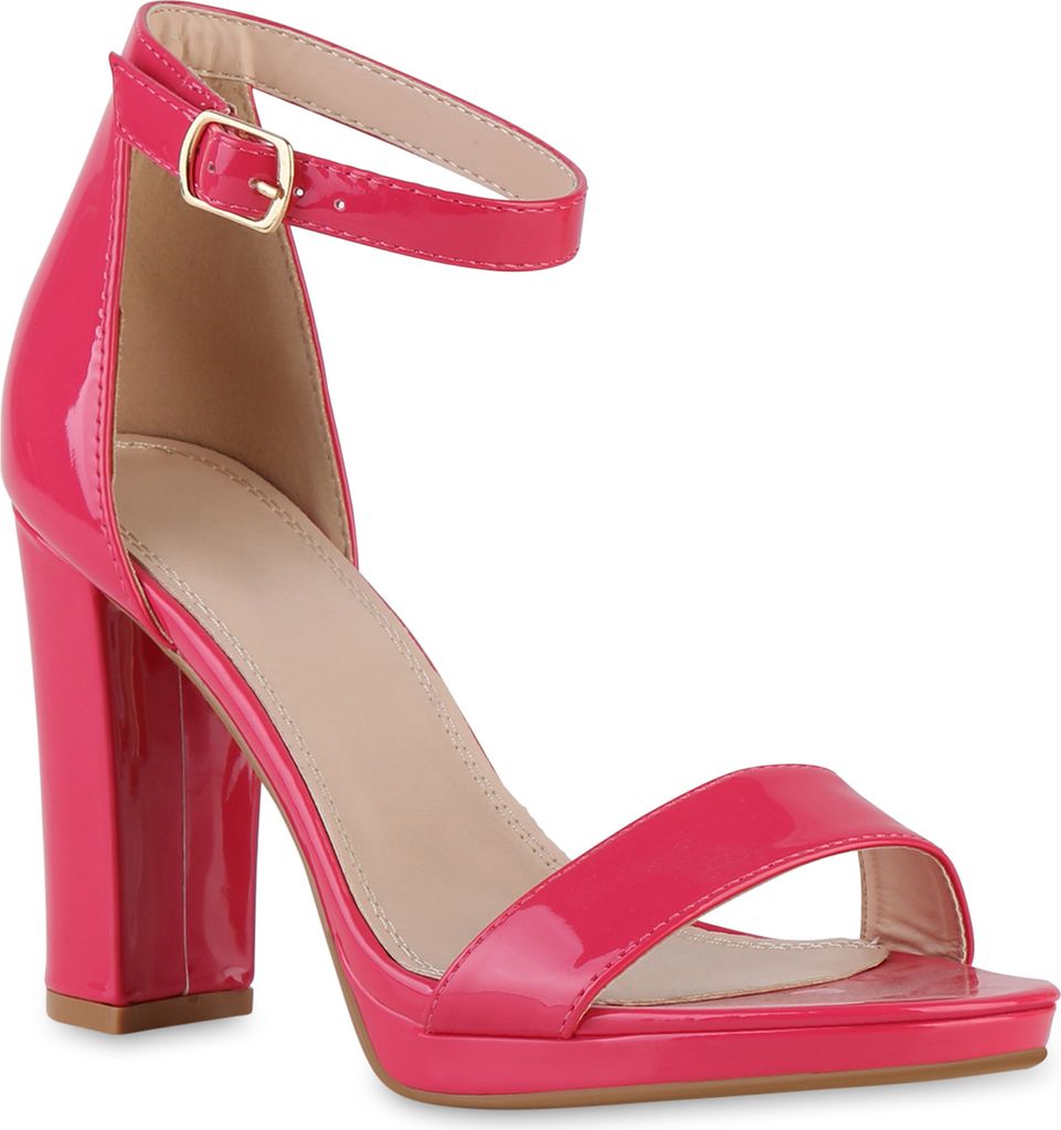 VAN HILL Damen Klassische Sandaletten Blockabsatz Absatz-Schuhe 839444, Farbe: Fuchsia, Größe: 37