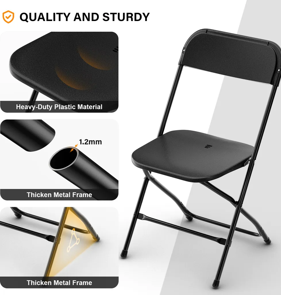 Solution Gain de Place : 10 Chaises Pliantes Noires pour Petits Espaces - 2