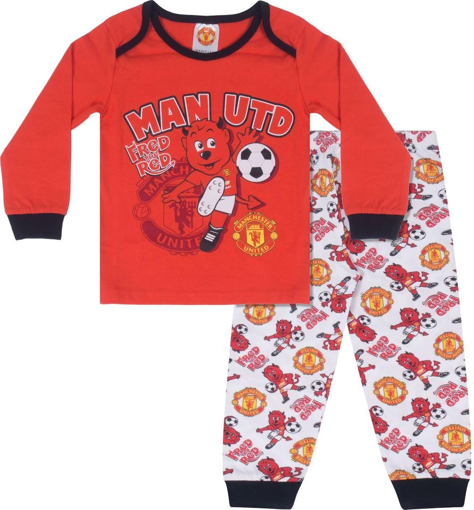 Manchester United FC - "Fred The Red" Schlafanzug mit langer Hose für Baby-Jungs GF1061 (68) (Rot/Weiß)