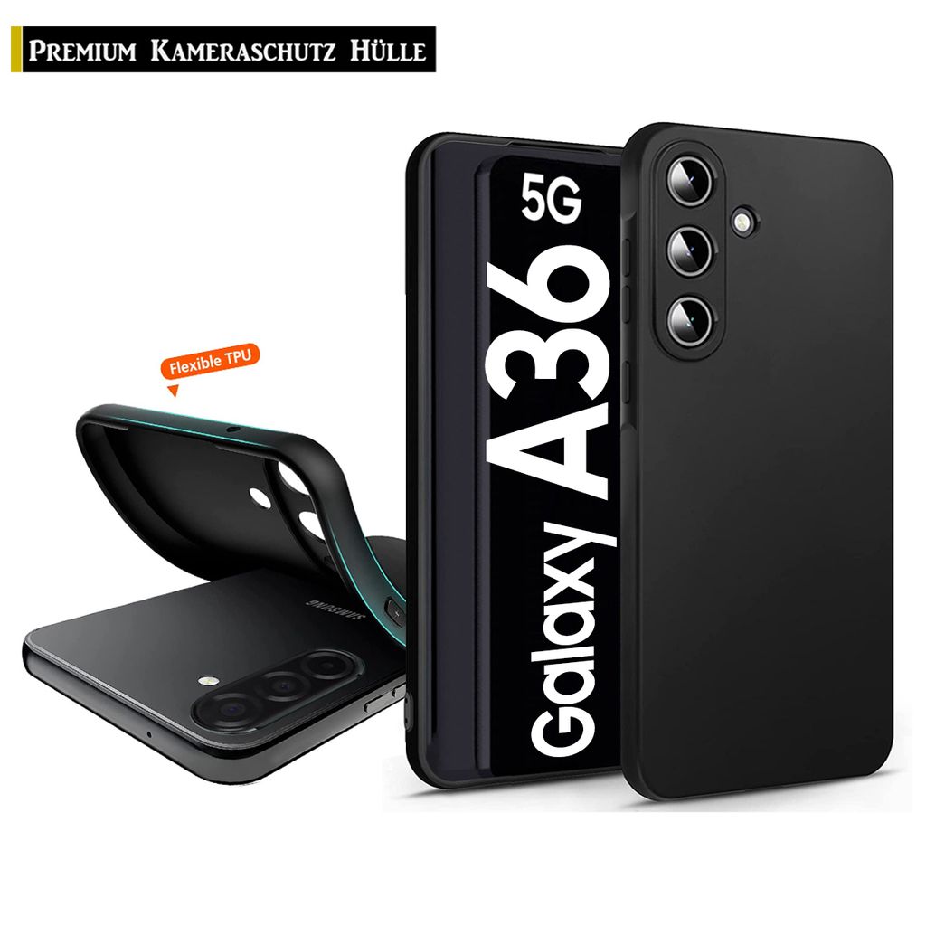 Für Samsung Galaxy A36 5G Silikon Schwarz Hülle Produktbild 