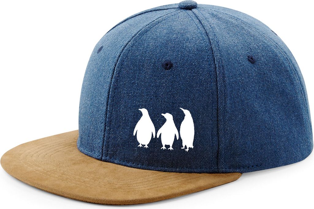 Huuraa Cappy Mütze Pinguine Silhouette Denim Baumwolle und Polyester Snapback Kappe Geschenkidee