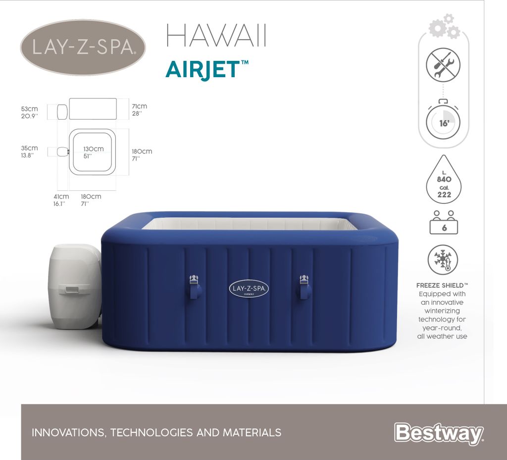 Hawaii Lay-Z-Spa AirJet Spa ogrodowe BESTWAY 6-osobowe + Obrázek produktu 38