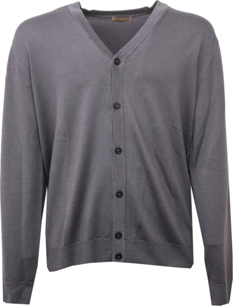 C0596 Herren DI ADAMO Wolle grau Strickjacke Pullover Herren