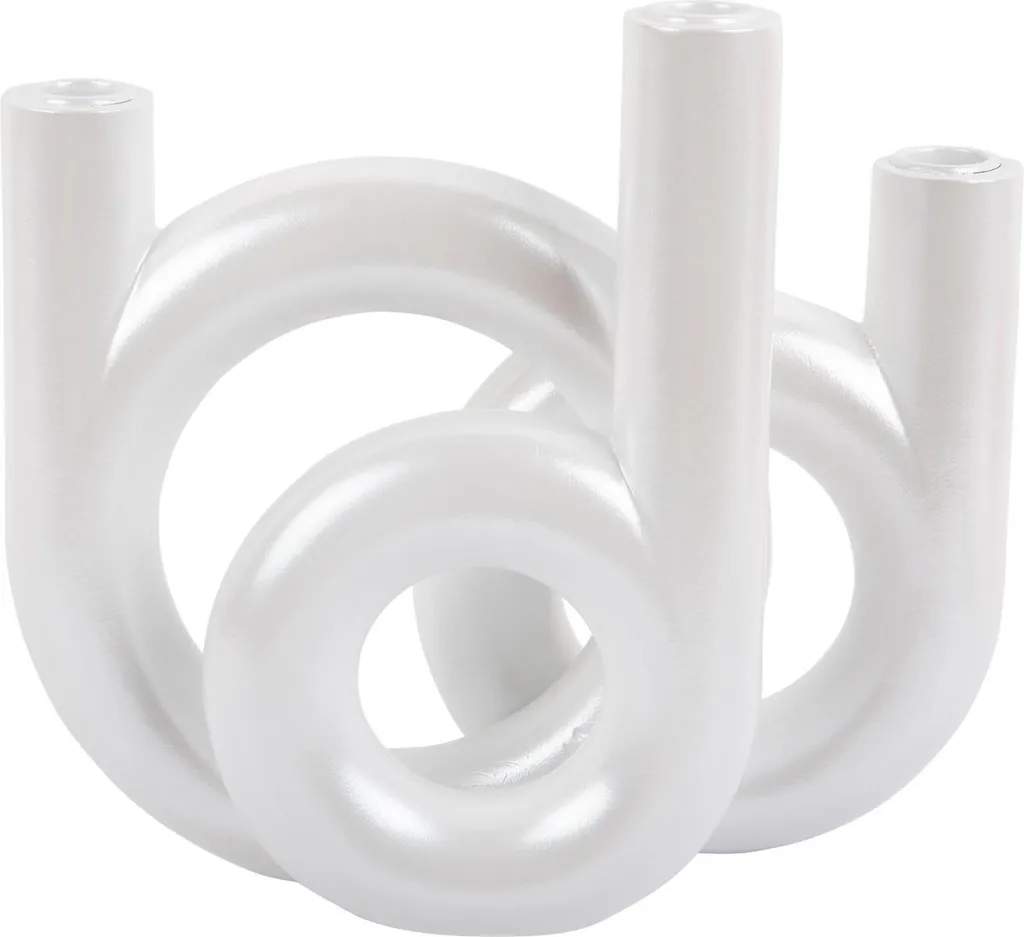 Bougeoir triple RINGS blanc mat en métal robuste pour salon scandinave