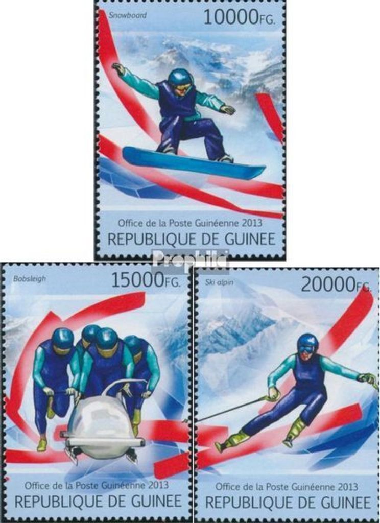 Briefmarken Guinea 2013 Mi 9781-9783 (kompl. Ausgabe) postfrisch Sotschi 2014 (Snowboard)