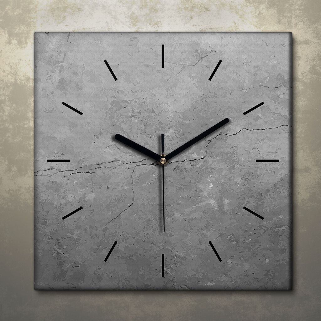 Wohnzimmer Leinwand Uhr Geräuschlos Küche 30x30 Beton, Motive, Struktur, Textur, schwarze Zeiger