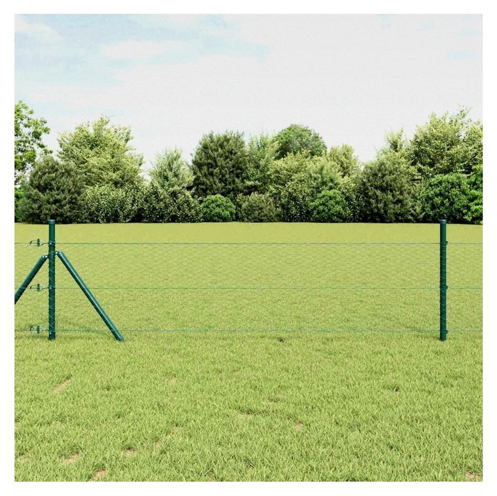 Zaunpfosten Grün 100 x 0,5 m (25 mm Netz) Stahl und PVC für Gartenzaun, Hundezaun, Weidezaun und Hühnerzaun