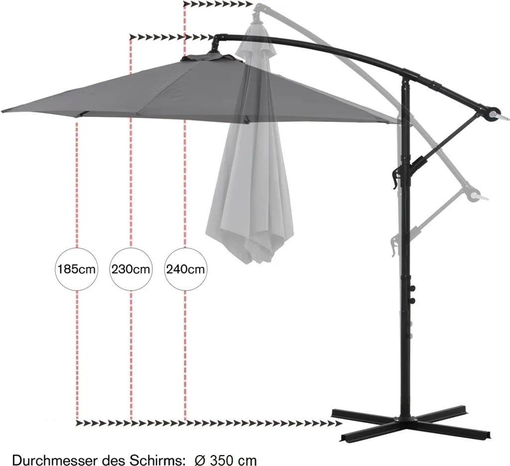 OFFERTA Ombrellone 3,5M LED Solare Beige - Giardino e Terrazzo - 8