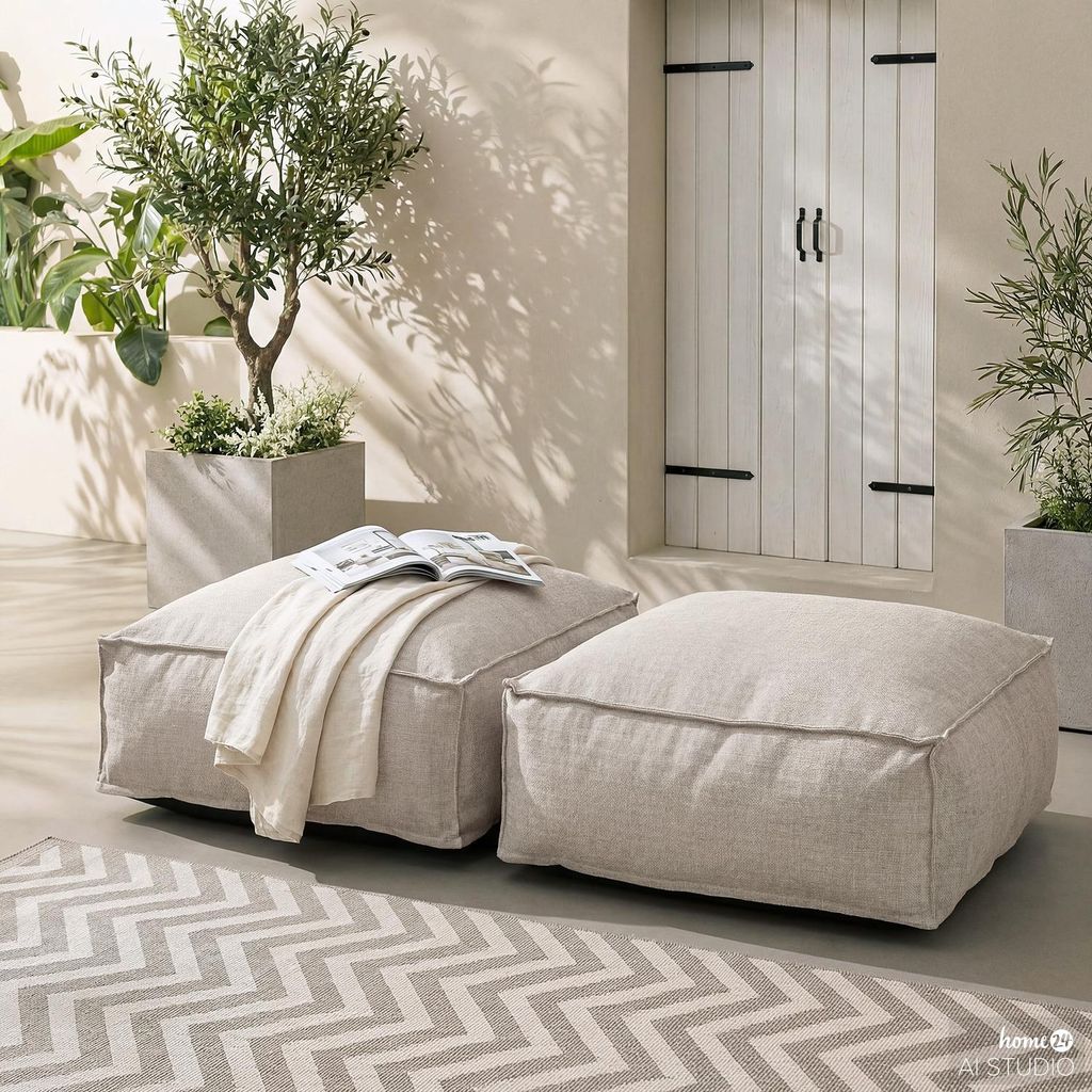 home24 Loungegruppe - 2-teilig - Olefin - Beige