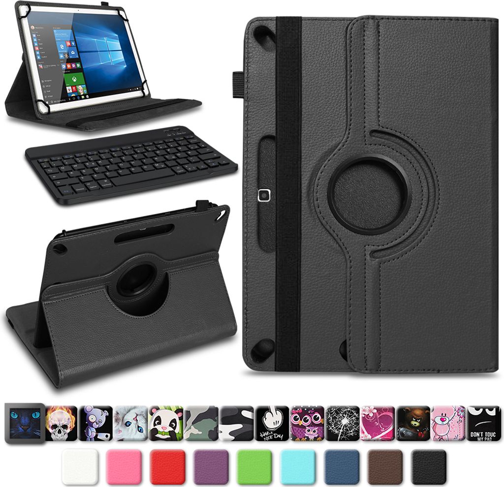 Tablet Tasche+Tastatur für Lenovo Smart Tab M10 Hülle Schutzhülle Case Cover 360 DrehbarFarben:Schwarz