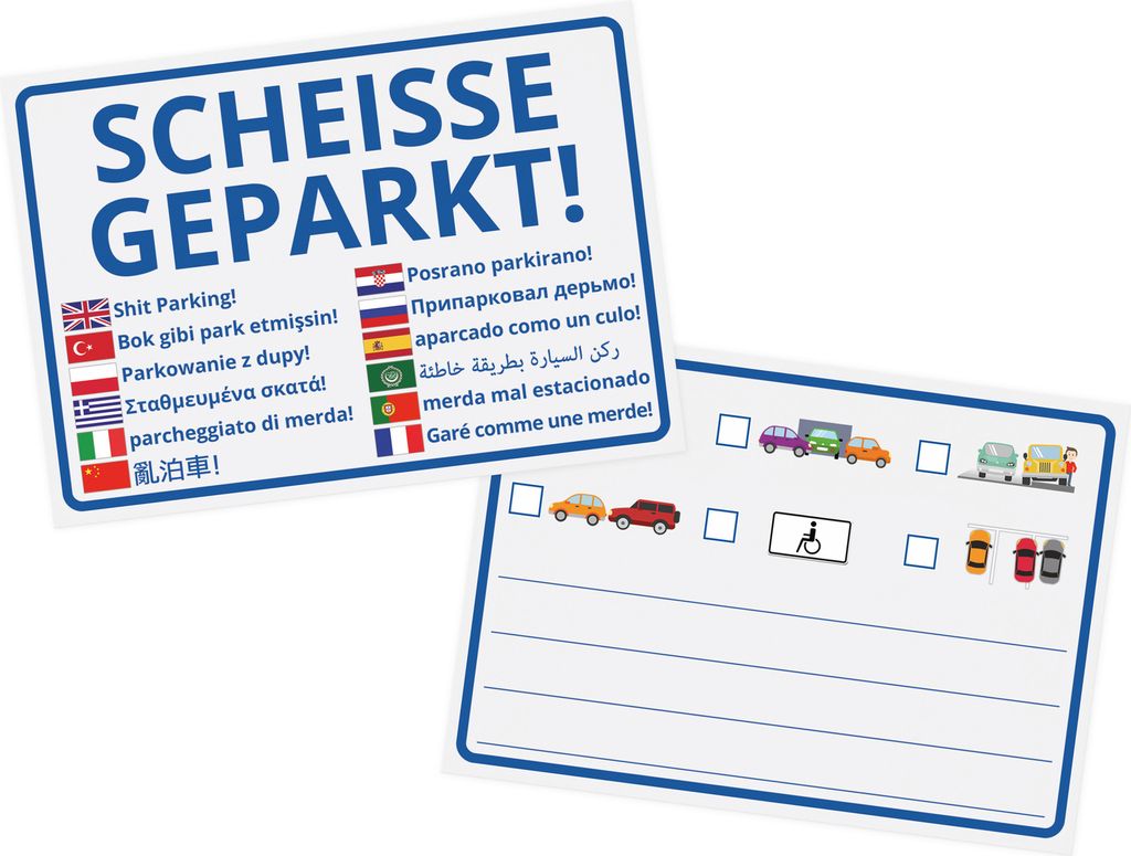 Scheisse Geparkt Notizblock 50 Blatt für Windschutzscheibe Produktbild 