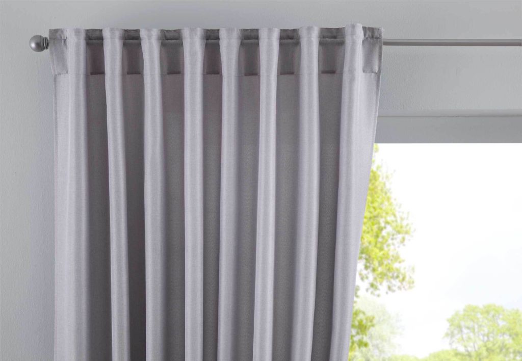 Vorhang Verdeckte Schlaufen Cationic »JENA« HxB 225x140 cm Silber Blickdicht Leinen Optik Gardine Meliert Gardinenband mit Raffhalter , 2019037
